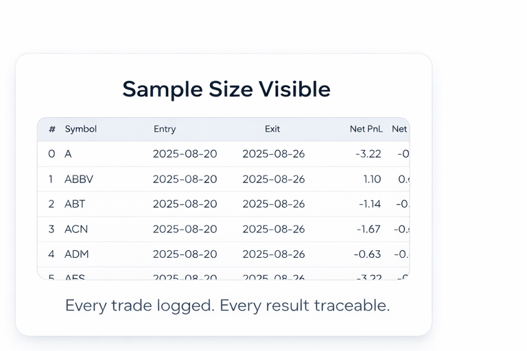 Sample size visible validation snapshot